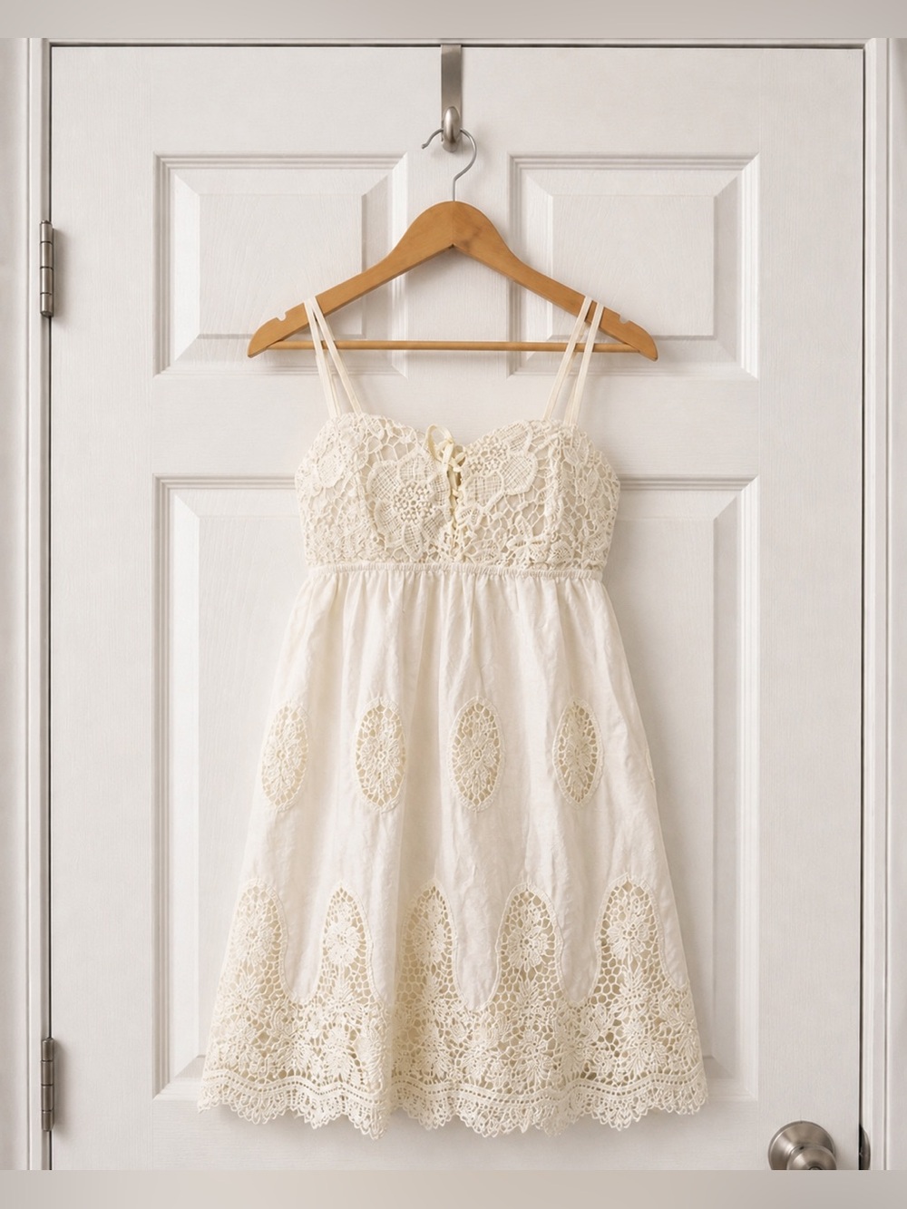 Pins And Needles Ivory Crochet Lace Babydoll Mini Dress XS - Picture 3 of 5